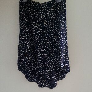 Black and Creme Polka Dot High Low Skirt  Size Med.